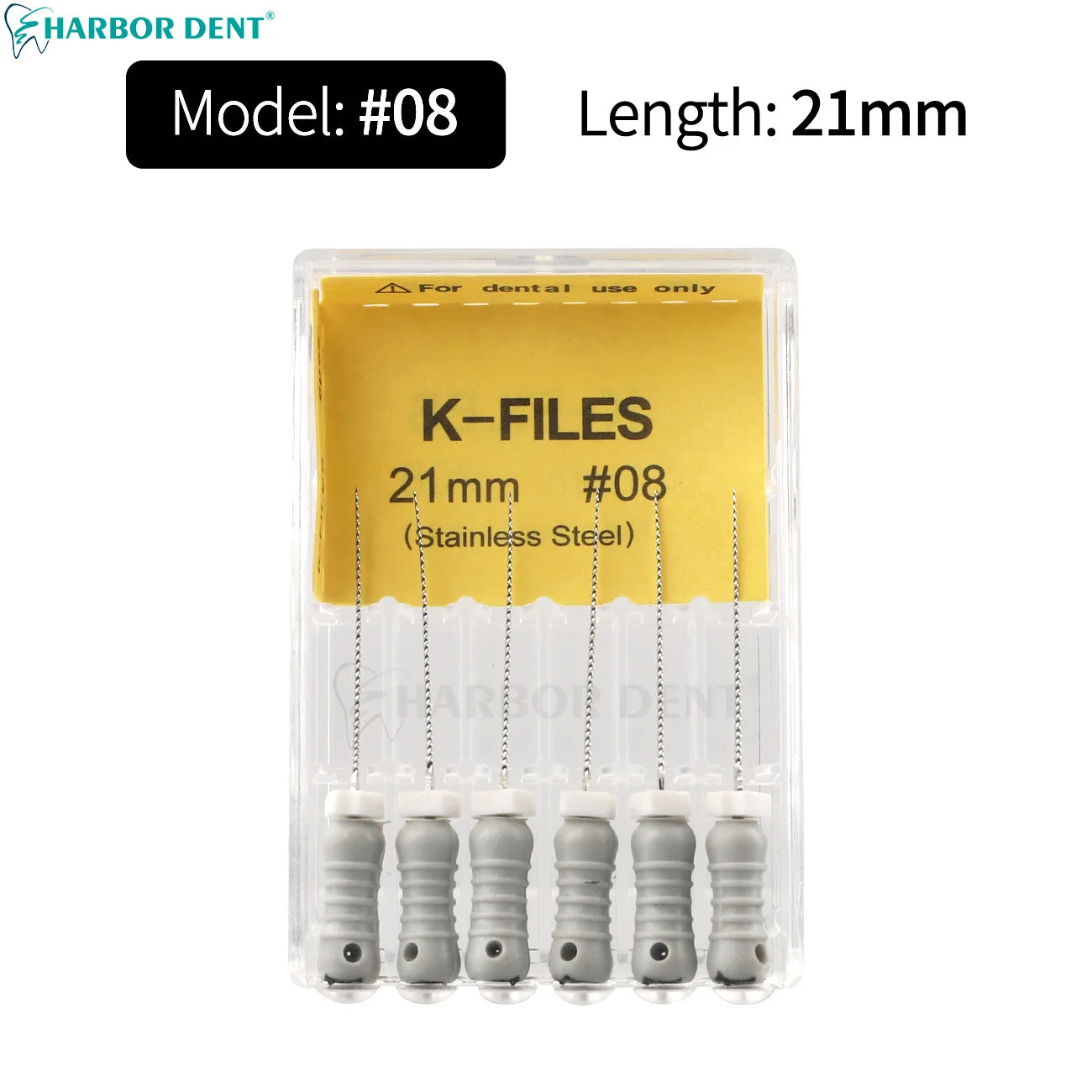UKDENT Dental Hand Use K-Files 21/25MM Stainless Steel Endodontic Root Canal Files Dentistry Instruments 6Pcs/Pack