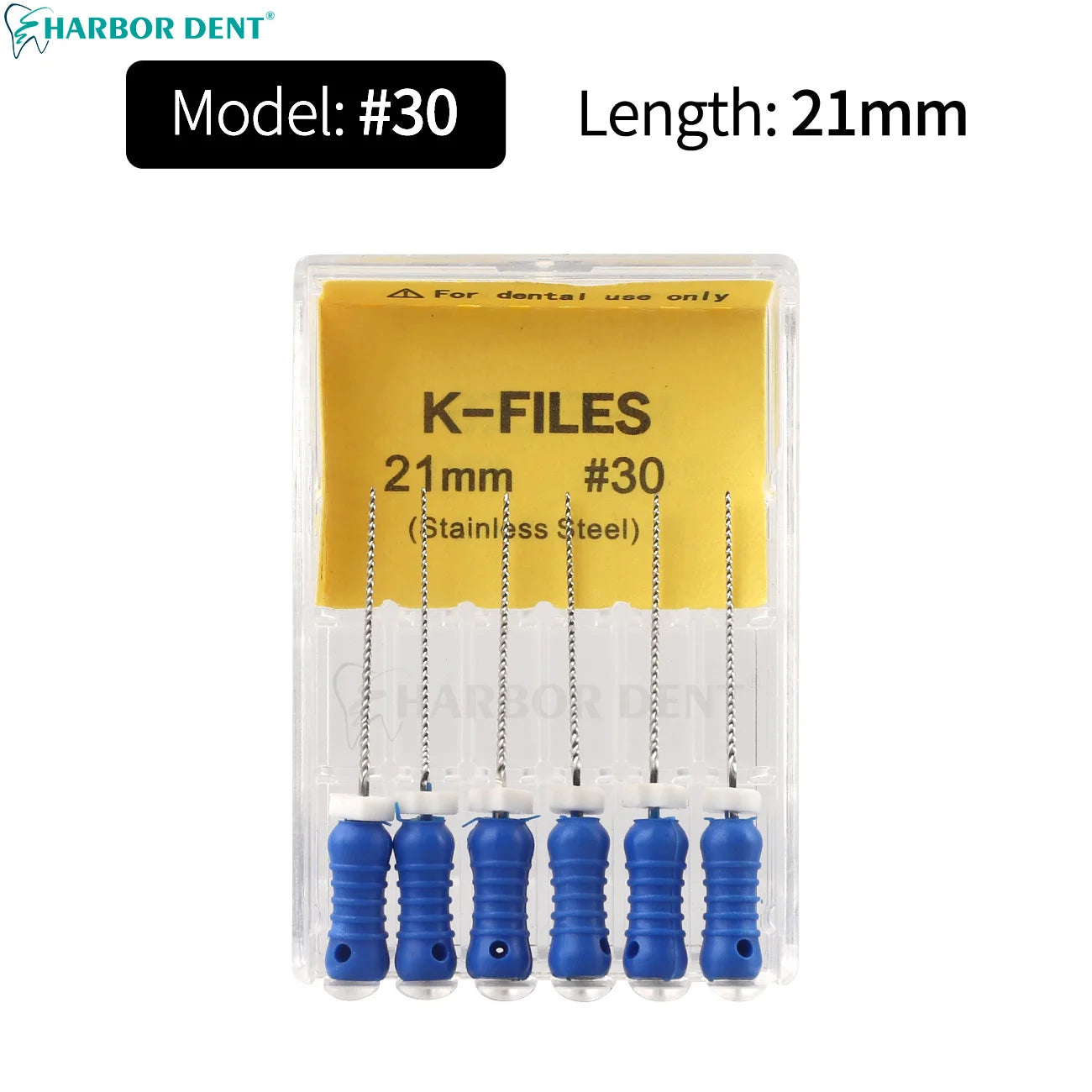 UKDENT Dental Hand Use K-Files 21/25MM Stainless Steel Endodontic Root Canal Files Dentistry Instruments 6Pcs/Pack