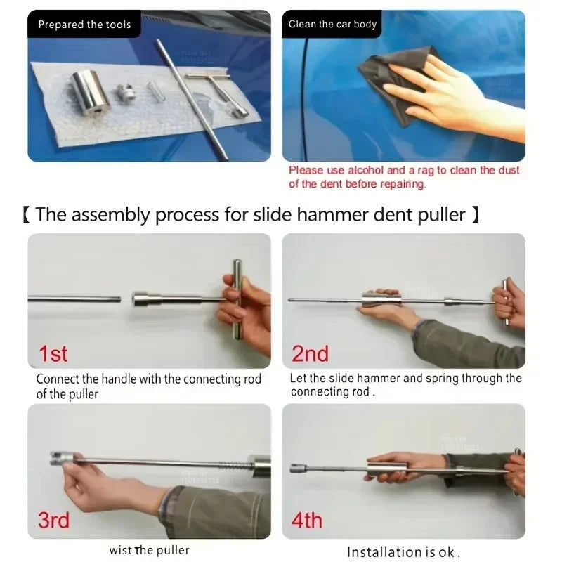 Universal Car Dent Repair Tools Auto Repair Dent Puller Kit Car Removal Tool Slide Hammer Reverse Hammer +18pcs Glue Puller