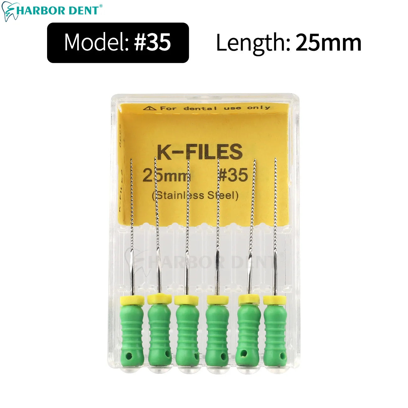 UKDENT Dental Hand Use K-Files 21/25MM Stainless Steel Endodontic Root Canal Files Dentistry Instruments 6Pcs/Pack