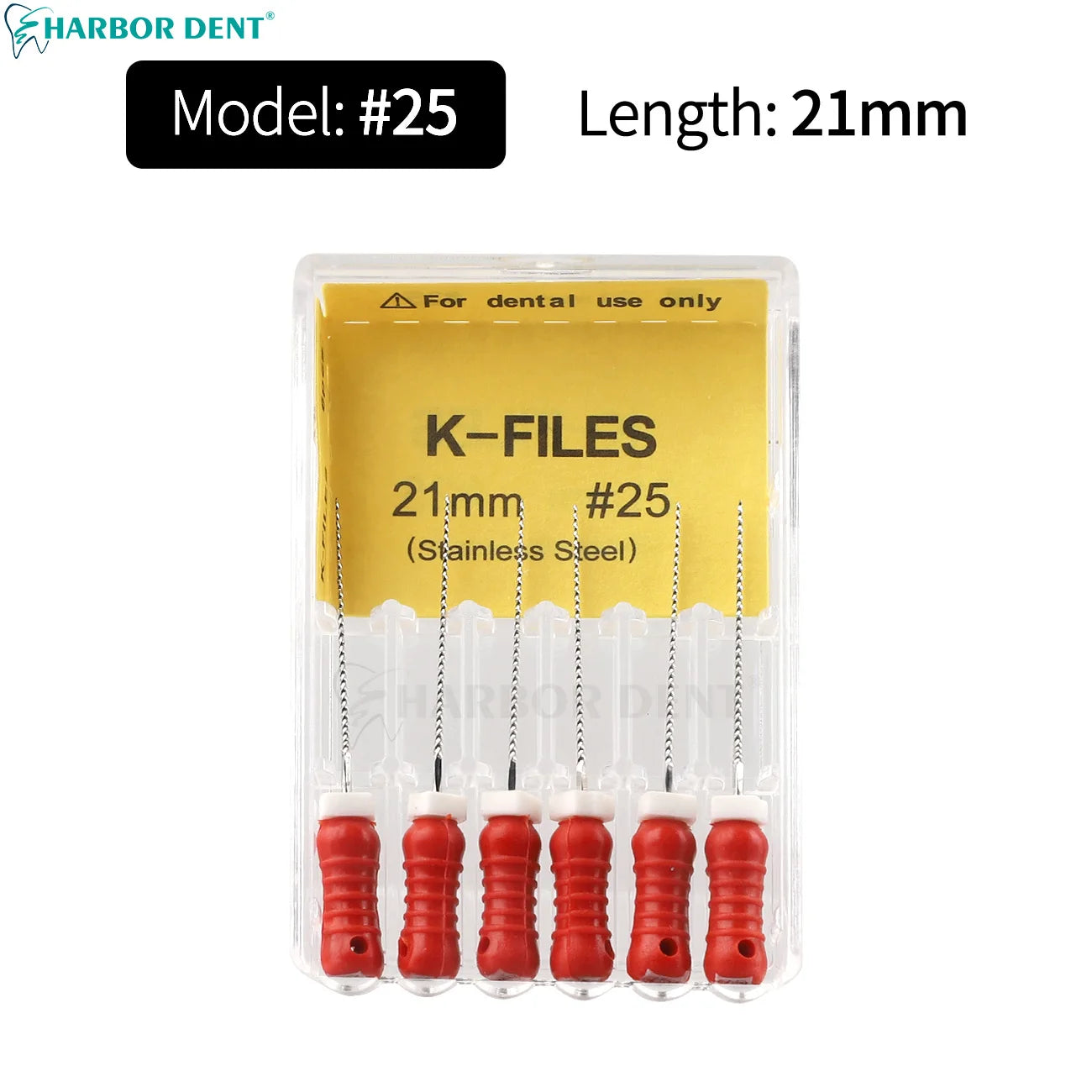 UKDENT Dental Hand Use K-Files 21/25MM Stainless Steel Endodontic Root Canal Files Dentistry Instruments 6Pcs/Pack