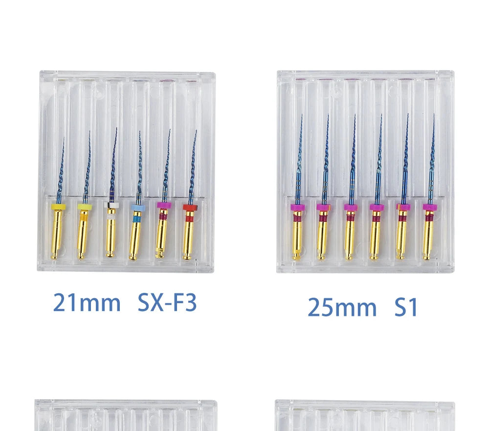 UKDENT 6pcs/Box Dental Heat Activated Canal Root Files SX-F3 21mm 25mm Dentist Tools Can Bend for Preparing Root Canal Treatment