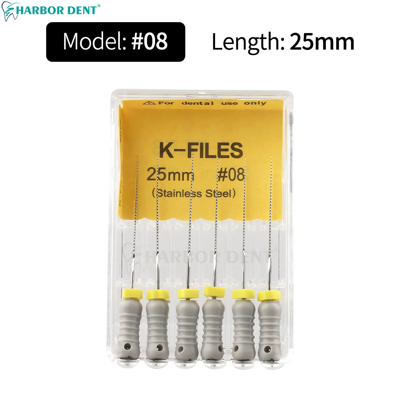 UKDENT Dental Hand Use K-Files 21/25MM Stainless Steel Endodontic Root Canal Files Dentistry Instruments 6Pcs/Pack