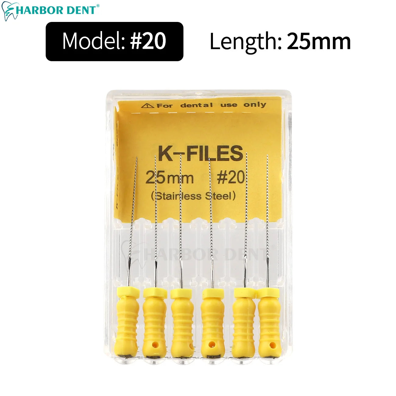 UKDENT Dental Hand Use K-Files 21/25MM Stainless Steel Endodontic Root Canal Files Dentistry Instruments 6Pcs/Pack