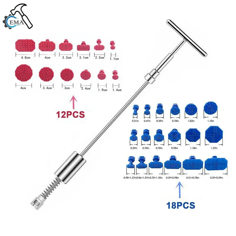 Universal Car Dent Repair Tools Auto Repair Dent Puller Kit Car Removal Tool Slide Hammer Reverse Hammer +18pcs Glue Puller