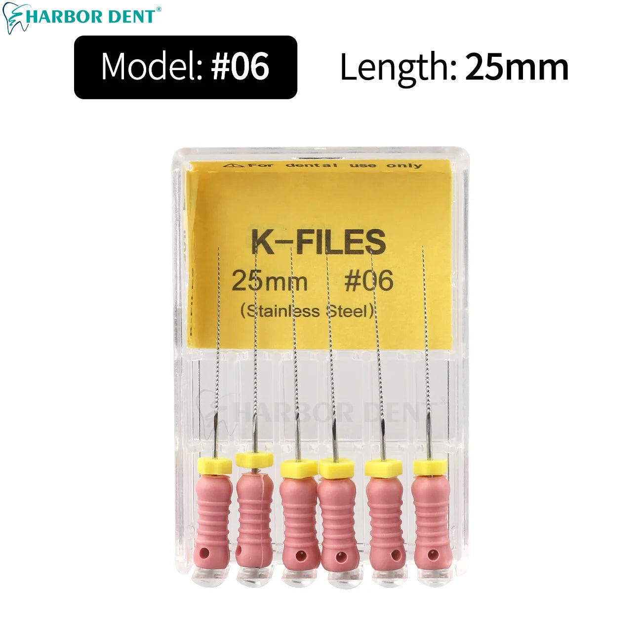 UKDENT Dental Hand Use K-Files 21/25MM Stainless Steel Endodontic Root Canal Files Dentistry Instruments 6Pcs/Pack