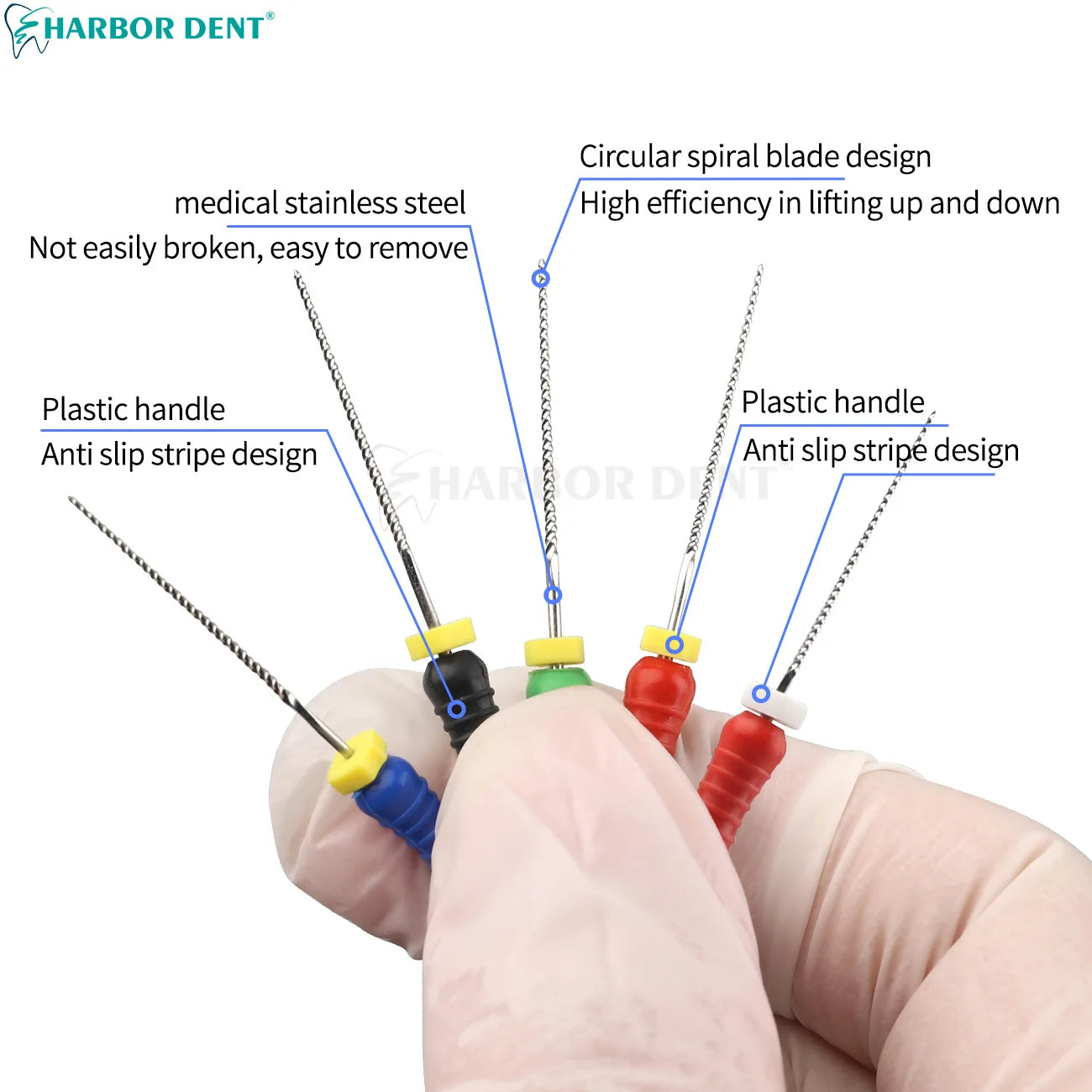 UKDENT Dental Hand Use K-Files 21/25MM Stainless Steel Endodontic Root Canal Files Dentistry Instruments 6Pcs/Pack