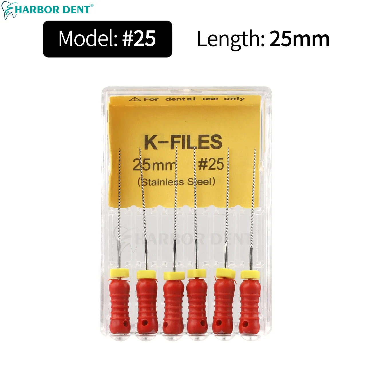 UKDENT Dental Hand Use K-Files 21/25MM Stainless Steel Endodontic Root Canal Files Dentistry Instruments 6Pcs/Pack