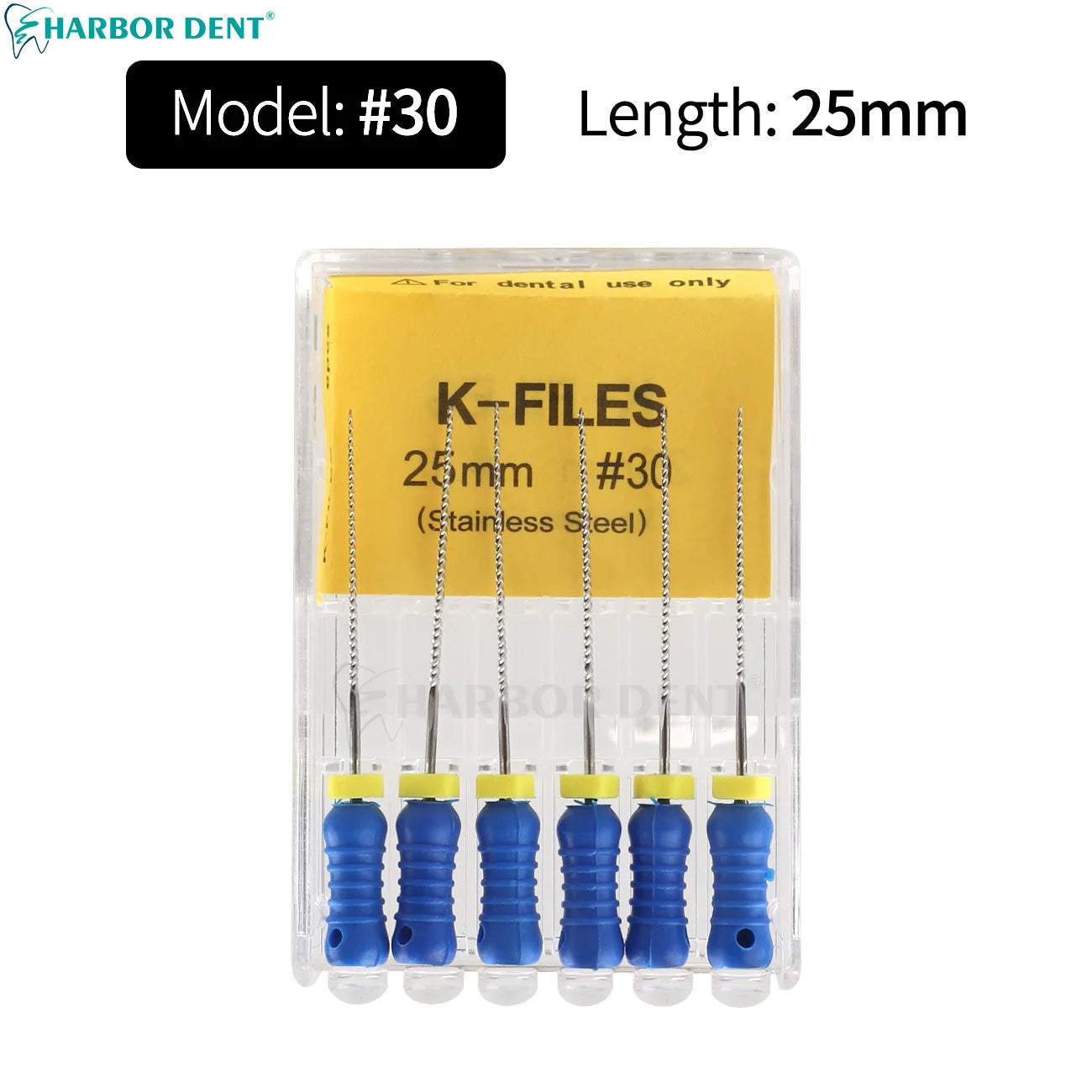 UKDENT Dental Hand Use K-Files 21/25MM Stainless Steel Endodontic Root Canal Files Dentistry Instruments 6Pcs/Pack