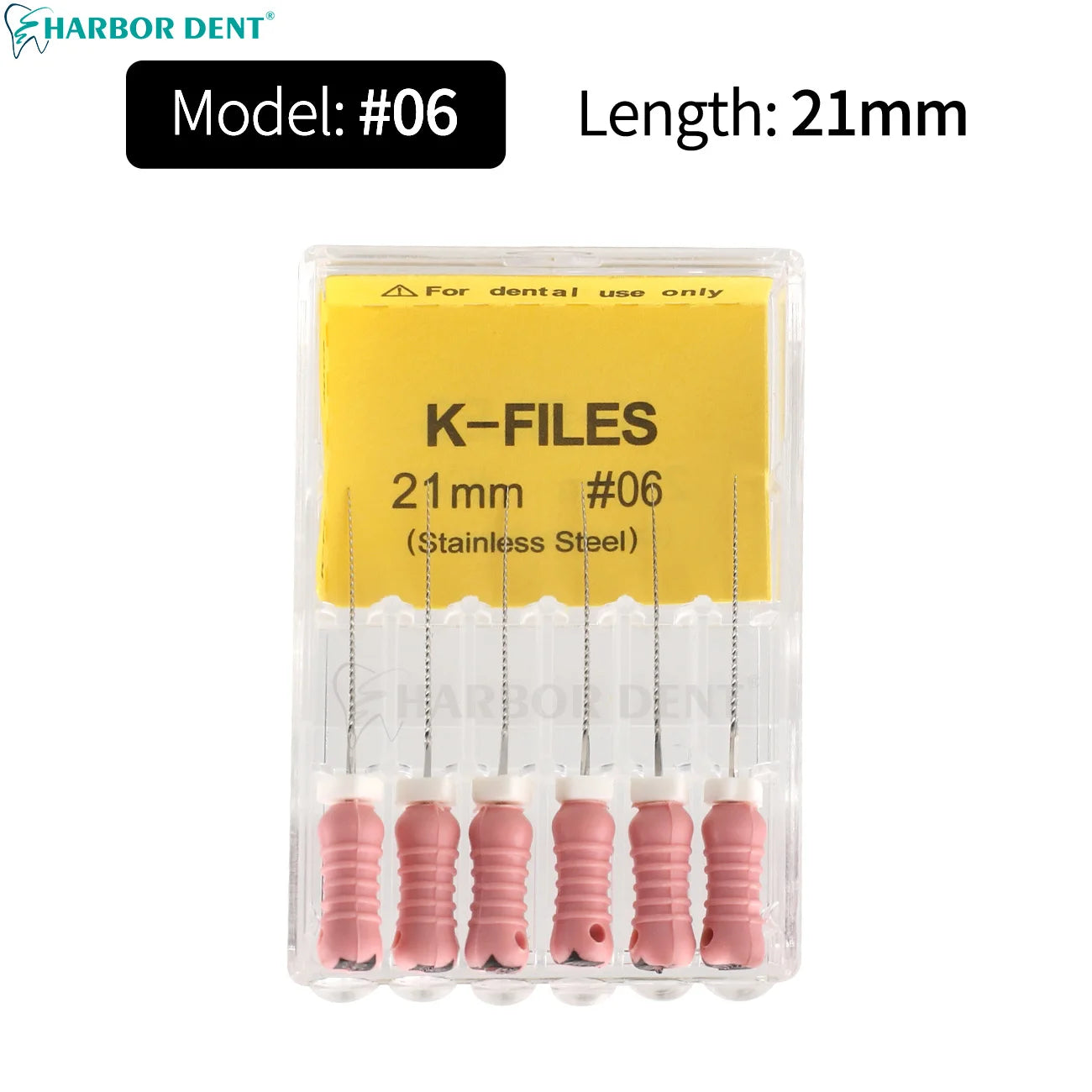 UKDENT Dental Hand Use K-Files 21/25MM Stainless Steel Endodontic Root Canal Files Dentistry Instruments 6Pcs/Pack