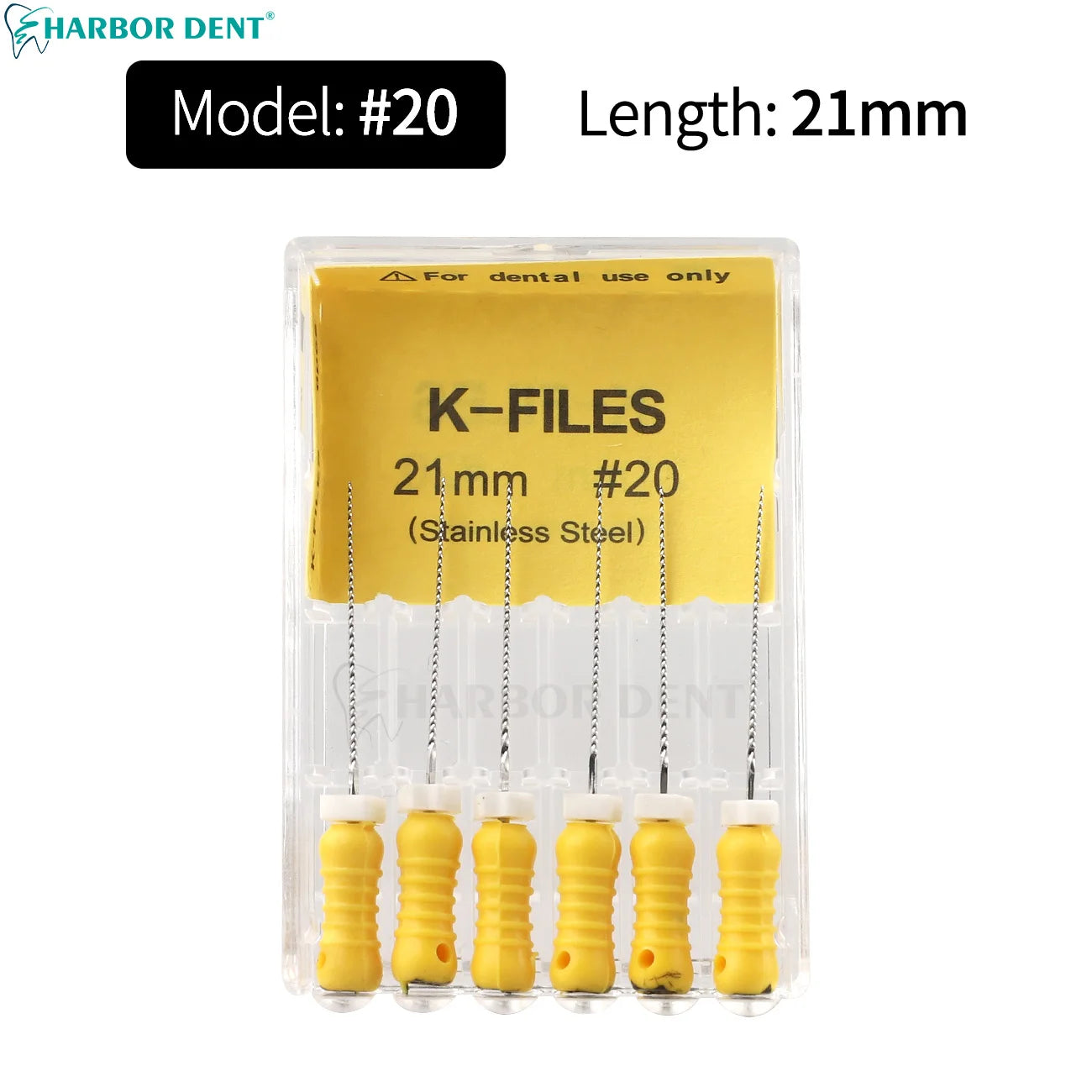 UKDENT Dental Hand Use K-Files 21/25MM Stainless Steel Endodontic Root Canal Files Dentistry Instruments 6Pcs/Pack