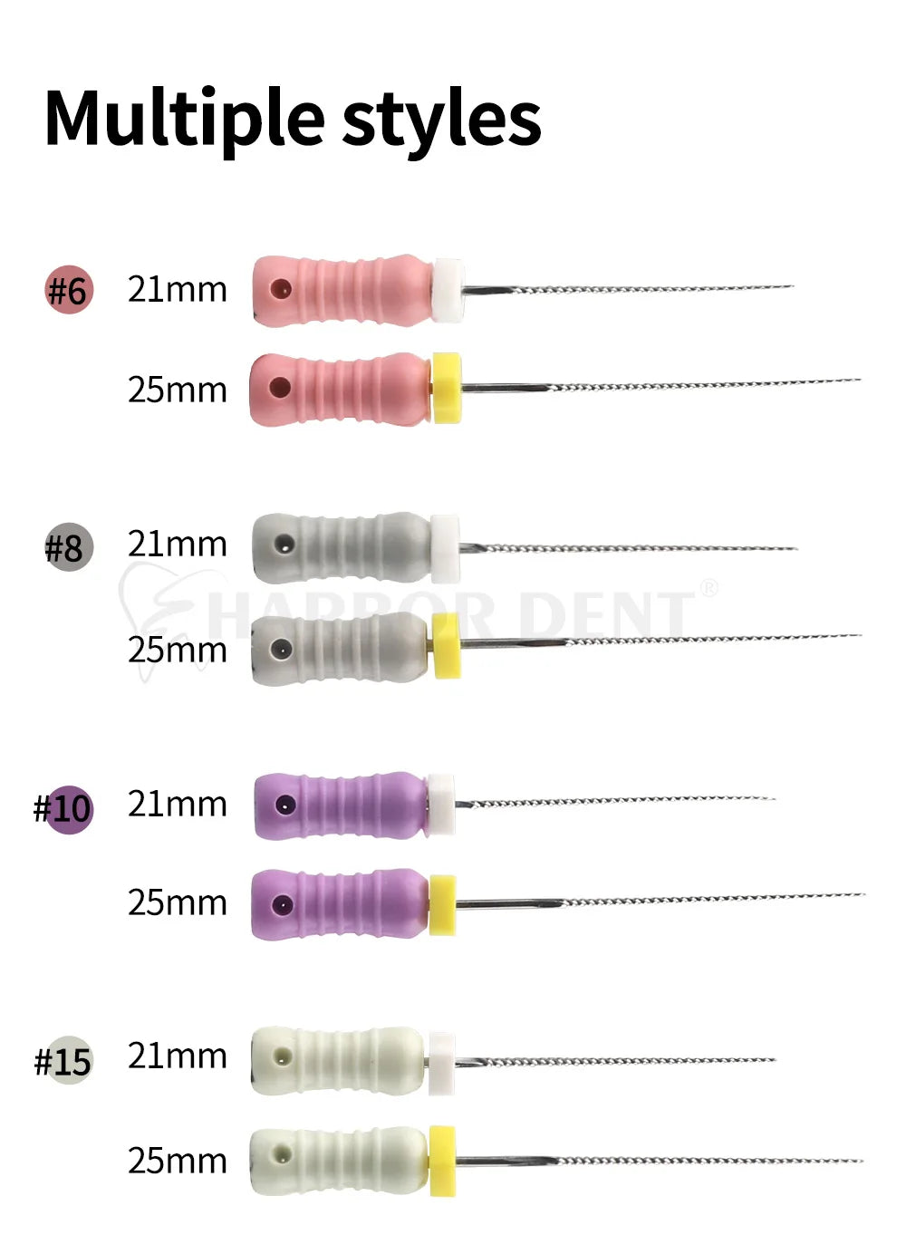 UKDENT Dental Hand Use K-Files 21/25MM Stainless Steel Endodontic Root Canal Files Dentistry Instruments 6Pcs/Pack